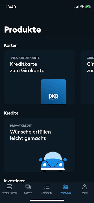 Die App der DKB beschränkt sich auf die wesentlichen Funktionen.