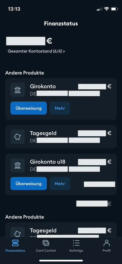 Die App der DKB bietet ein aufgeräumtes Design.